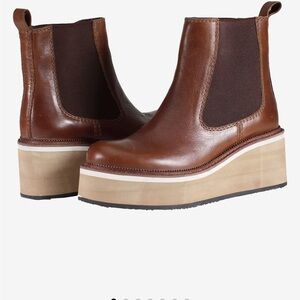 Brown Leather Platform Chelsea Boots